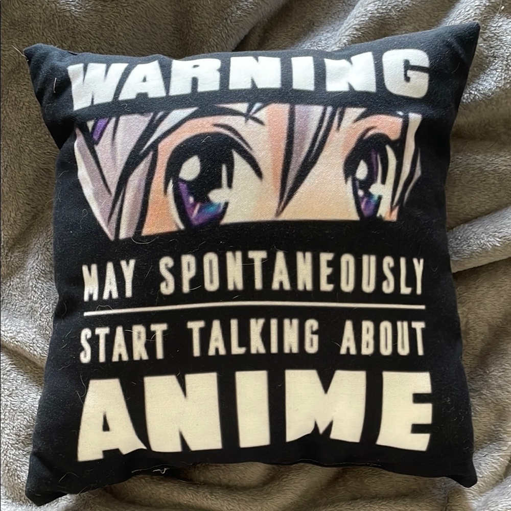 Anime Warning Black Pillow